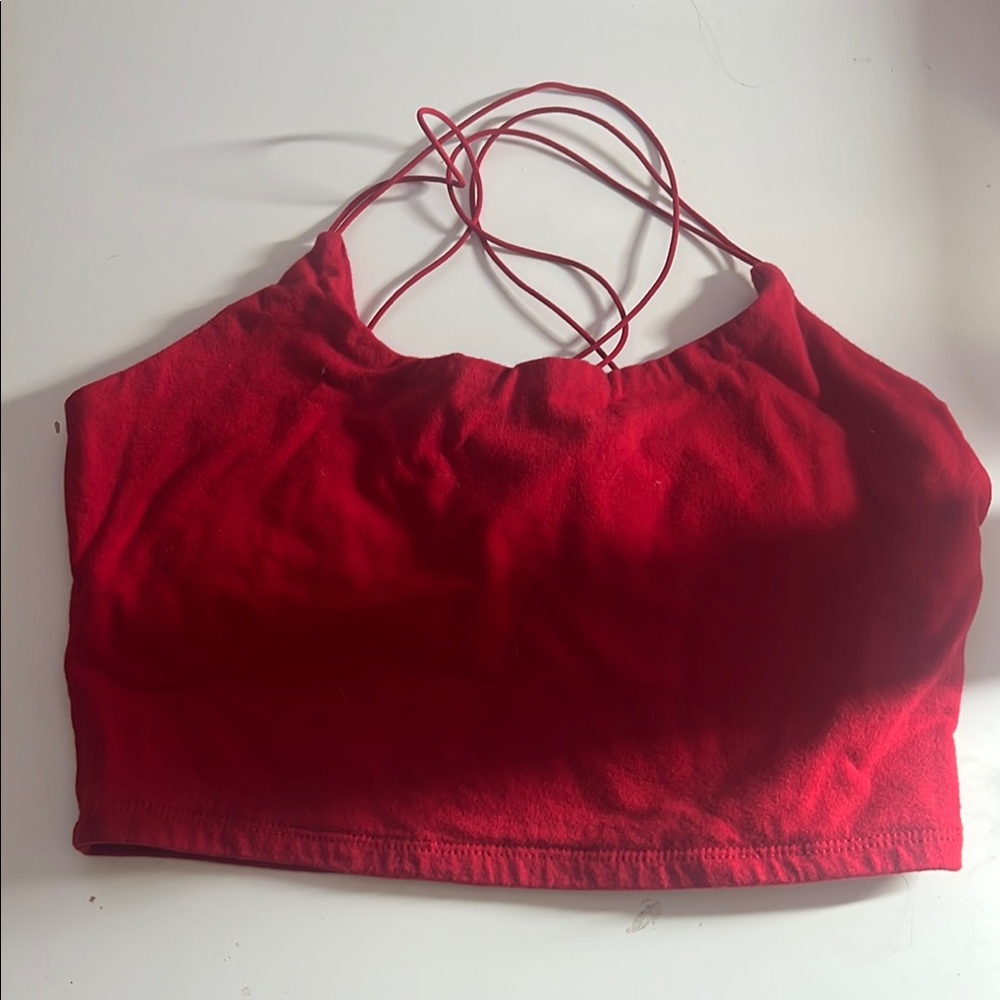 Active USA Red Fitted Crop Camisole Tank Top